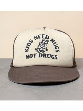 Vintage Trucker Hat Kids Need Hugs Not Drugs Baseball Cap Mesh Taiwan ROC